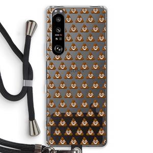 CaseCompany Poop emoji: Sony Xperia 1 III Transparant Hoesje met koord