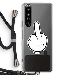 CaseCompany Middle finger white: Sony Xperia 1 III Transparant Hoesje met koord