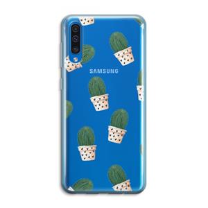 CaseCompany Cactusprint roze: Samsung Galaxy A50 Transparant Hoesje