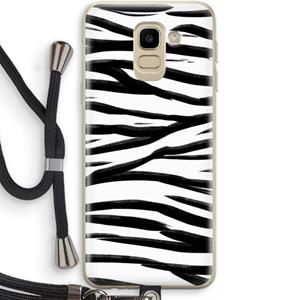 CaseCompany Zebra pattern: Samsung Galaxy J6 (2018) Transparant Hoesje met koord