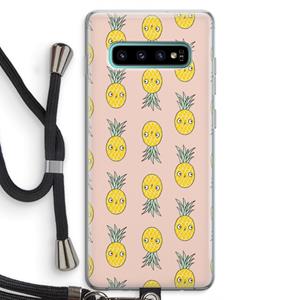 CaseCompany Ananas: Samsung Galaxy S10 Plus Transparant Hoesje met koord