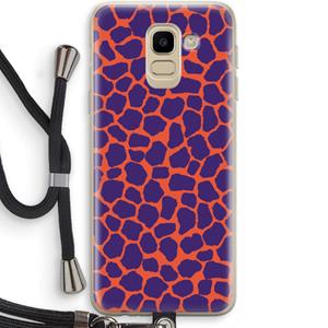 CaseCompany Purple Giraffe: Samsung Galaxy J6 (2018) Transparant Hoesje met koord