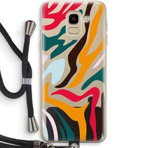 CaseCompany Colored Zebra: Samsung Galaxy J6 (2018) Transparant Hoesje met koord