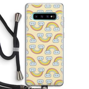 CaseCompany Regenboog: Samsung Galaxy S10 Plus Transparant Hoesje met koord