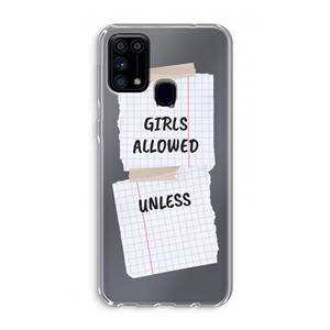 CaseCompany No Girls Allowed Unless: Samsung Galaxy M31 Transparant Hoesje