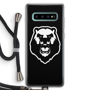 CaseCompany Angry Bear (black): Samsung Galaxy S10 Plus Transparant Hoesje met koord