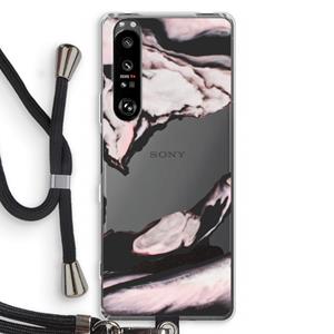 CaseCompany Roze stroom: Sony Xperia 1 III Transparant Hoesje met koord