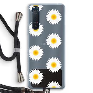 CaseCompany Margrietjes: Sony Xperia 5 II Transparant Hoesje met koord