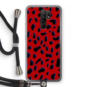 CaseCompany Red Leopard: Xiaomi Redmi 9 Transparant Hoesje met koord