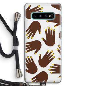 CaseCompany Hands dark: Samsung Galaxy S10 Plus Transparant Hoesje met koord