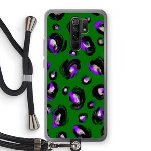 CaseCompany Green Cheetah: Xiaomi Redmi 9 Transparant Hoesje met koord