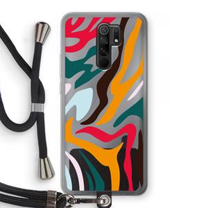 CaseCompany Colored Zebra: Xiaomi Redmi 9 Transparant Hoesje met koord