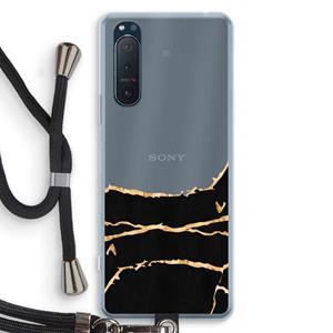 CaseCompany Gouden marmer: Sony Xperia 5 II Transparant Hoesje met koord