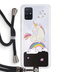 CaseCompany Regenboog eenhoorn: Samsung Galaxy A71 Transparant Hoesje met koord