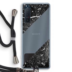CaseCompany Zwart marmer: Sony Xperia 5 II Transparant Hoesje met koord