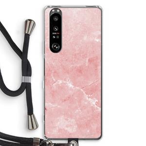 CaseCompany Roze marmer: Sony Xperia 1 III Transparant Hoesje met koord