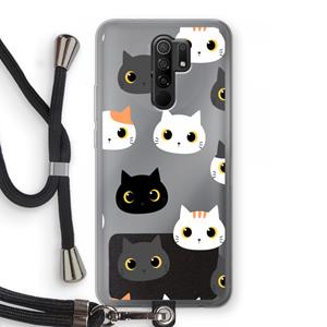 CaseCompany Katten: Xiaomi Redmi 9 Transparant Hoesje met koord