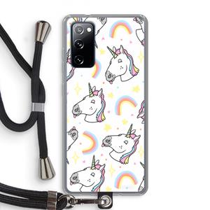 CaseCompany Rainbow Unicorn: Samsung Galaxy S20 FE / S20 FE 5G Transparant Hoesje met koord