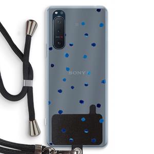 CaseCompany Blauwe stippen: Sony Xperia 5 II Transparant Hoesje met koord