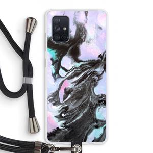 CaseCompany Pastel zwart: Samsung Galaxy A71 Transparant Hoesje met koord