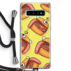 CaseCompany Hamburger: Samsung Galaxy S10 Plus Transparant Hoesje met koord