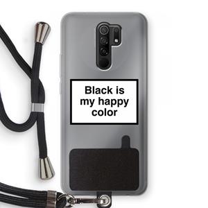 CaseCompany Black is my happy color: Xiaomi Redmi 9 Transparant Hoesje met koord