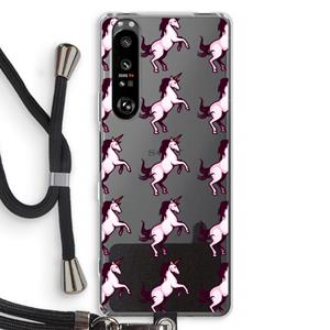 CaseCompany Musketon Unicorn: Sony Xperia 1 III Transparant Hoesje met koord
