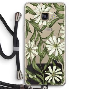 CaseCompany Wit bloemenpatroon: Samsung Galaxy A3 (2016) Transparant Hoesje met koord
