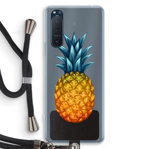 CaseCompany Grote ananas: Sony Xperia 5 II Transparant Hoesje met koord