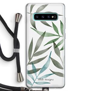 CaseCompany Tropical watercolor leaves: Samsung Galaxy S10 Plus Transparant Hoesje met koord