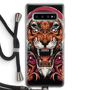 CaseCompany Tiger and Rattlesnakes: Samsung Galaxy S10 Plus Transparant Hoesje met koord