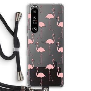 CaseCompany Anything Flamingoes: Sony Xperia 1 III Transparant Hoesje met koord