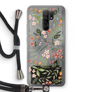 CaseCompany Sweet little flowers: Xiaomi Redmi 9 Transparant Hoesje met koord