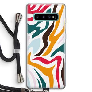 CaseCompany Colored Zebra: Samsung Galaxy S10 Plus Transparant Hoesje met koord