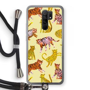 CaseCompany Cute Tigers and Leopards: Xiaomi Redmi 9 Transparant Hoesje met koord