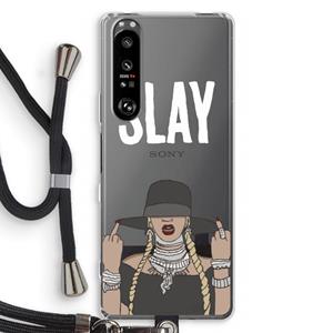 CaseCompany Slay All Day: Sony Xperia 1 III Transparant Hoesje met koord