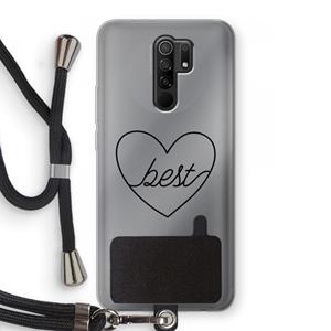 CaseCompany Best heart black: Xiaomi Redmi 9 Transparant Hoesje met koord