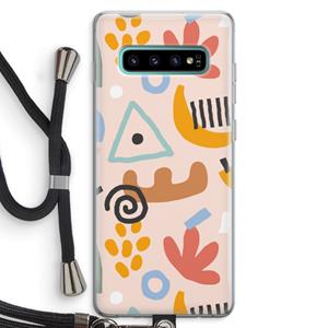 CaseCompany Abstract: Samsung Galaxy S10 Plus Transparant Hoesje met koord