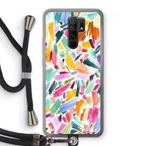 CaseCompany Watercolor Brushstrokes: Xiaomi Redmi 9 Transparant Hoesje met koord