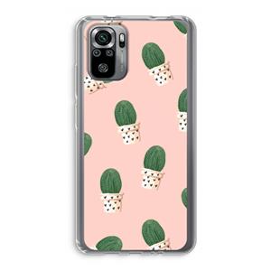CaseCompany Cactusprint roze: Xiaomi Redmi Note 10S Transparant Hoesje