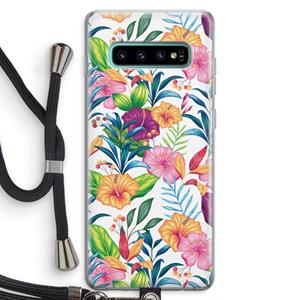 CaseCompany Tropisch 2: Samsung Galaxy S10 Plus Transparant Hoesje met koord