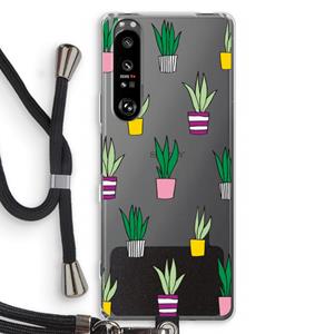 CaseCompany Sanseveria: Sony Xperia 1 III Transparant Hoesje met koord