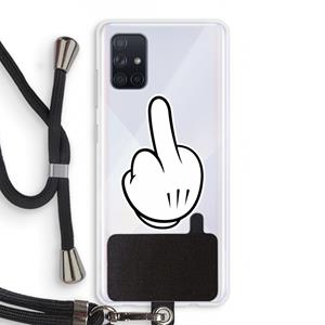 CaseCompany Middle finger white: Samsung Galaxy A71 Transparant Hoesje met koord