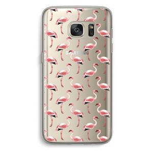CaseCompany Flamingoprint groen: Samsung Galaxy S7 Transparant Hoesje
