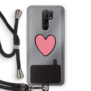 CaseCompany Hartje: Xiaomi Redmi 9 Transparant Hoesje met koord