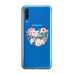 CaseCompany GRL PWR Flower: Samsung Galaxy A50 Transparant Hoesje