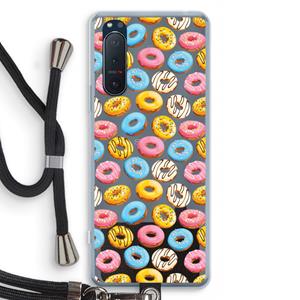 CaseCompany Pink donuts: Sony Xperia 5 II Transparant Hoesje met koord