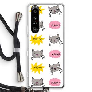 CaseCompany Meow: Sony Xperia 1 III Transparant Hoesje met koord