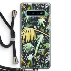 CaseCompany Tropical Palms Dark: Samsung Galaxy S10 Plus Transparant Hoesje met koord