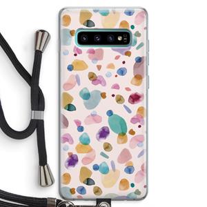 CaseCompany Terrazzo Memphis Pink: Samsung Galaxy S10 Plus Transparant Hoesje met koord
